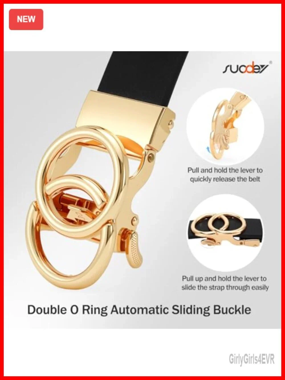 Women's Adjustable Ratchet Belt Faux Leather No Holes Slide Buckle Dress Pants